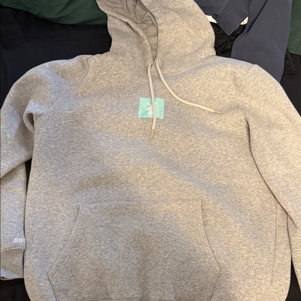 Dutch Bros Light Gray Hoodie with Teal Logo